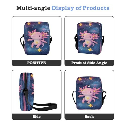 Crossbody Bag Cute Axolotl Night Star Messenger Bag for Women Men Purse Shoulder Bag Satchel Bag with Adjustable Strap 214B93234