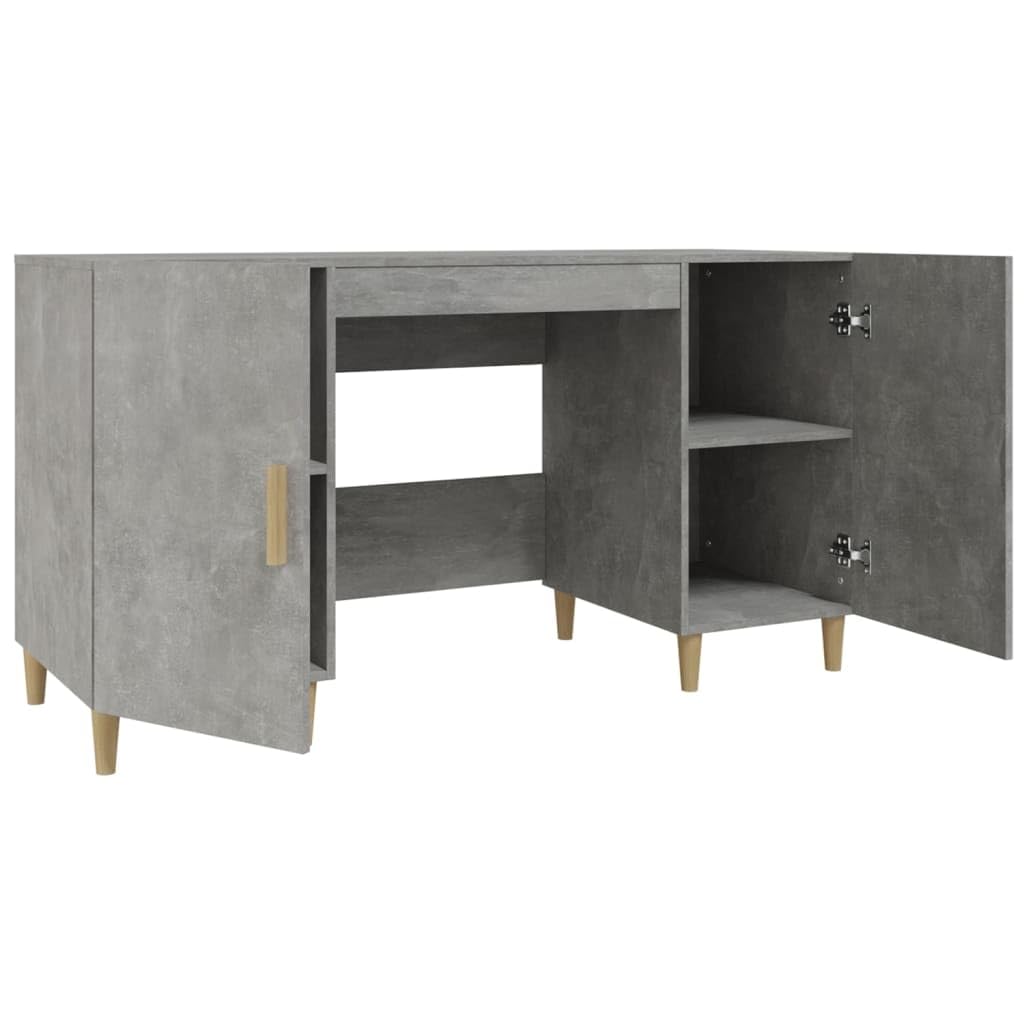 Scrivania grigio cemento 140 x 50 x 75 cm, robusto materiale in legno, versatile per computer desk per ufficio, design moderno con spazio di archiviazione, ideale per giochi, scrittura e studio