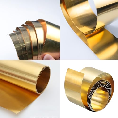 Messingblech, Metallfolie Messingplatten 1000×50×0.3mm, Messingband zum Bastel, Messingblechrolle, Messingfolie Blech Messingblech Streifen für DIY-Projekte Schneiden (Messing1M)