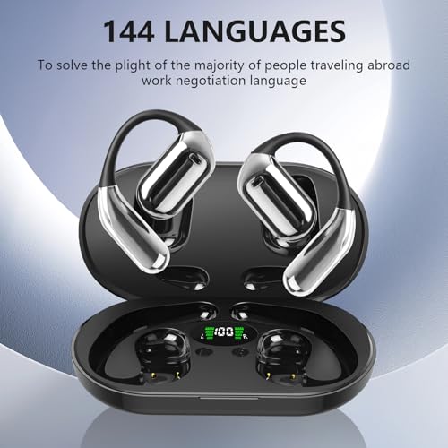 Image of AI Translation Earbuds Real Time, 144 Language Translator Earbuds with APP Compatible with iOS & Android, Bluetooth Headphones Translating Device for Travel Business and Learning - Black12