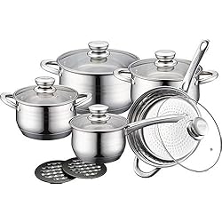 Royalty Line Sartenes Marmol Royalty Line RL-1232 Set bateria de cocina ollas, sartenes de acero inoxidable 12 piezas