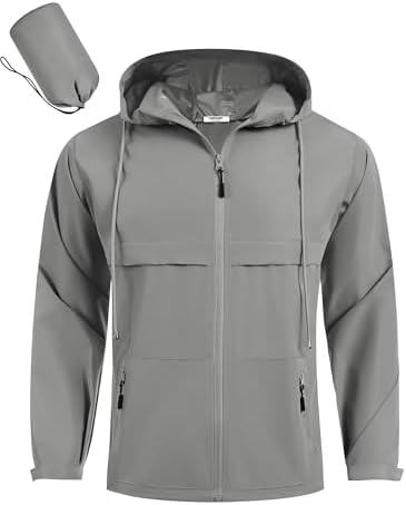 COOFANDY Men's Rain Jacket Waterproof with Hood Packable Rain Coa...