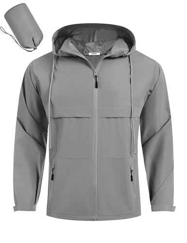 COOFANDY Men's Windbreaker Waterproof Lightweight Rain Coat Packable Rain Jacket Travel Camping Winter Classic