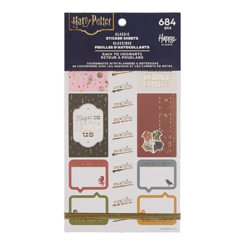 Happy Planner Harry Potter Sticker Set for Planners, Calendars, and Journals, Easy-Peel Stickers, Scrapbook Accessories, Back to Hogwarts, 30 Sheets, 684 Stickers Total