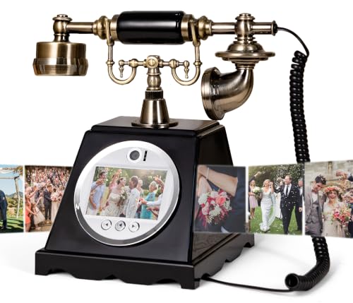Image of RetroVox Video & Audio Guest Book Wedding Phone Guestbook Creative Easy to Use & Fun Engagements Anniversaries Baby Showers Graduation (B Black)