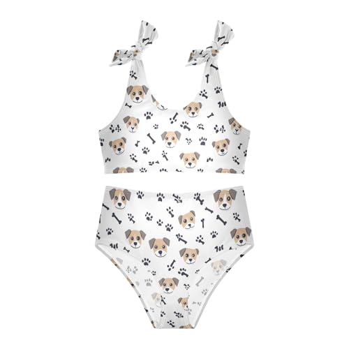 Wusikd Cute Dog Faces Girls Swimsuits Two Piece Paw Prints Swimwear Bikini Set for for Girls Size 3T3