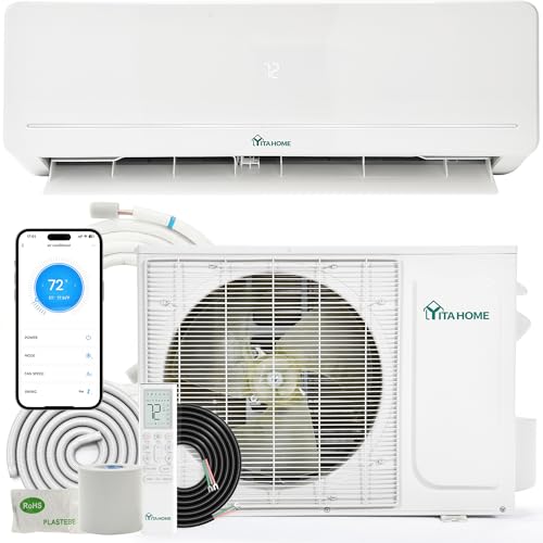 Image of YITAHOME 9000 BTU Mini Split AC /Heating System, Ductless Split Unit AC and Heat, 115V 18 SEER2 Energy Efficient Inverter Air Conditioner, Wifi Enabled Compatible with Alexa Cool Up to 450 Sq. Ft
