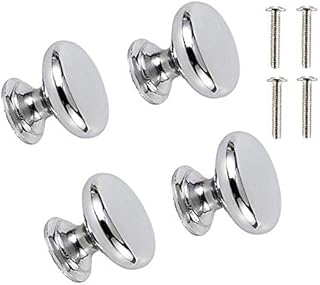 4pcs Stainless Steel Brushed 1" Silver Cabinet Door Knobs Pull Handle for Furniture Drawer Door Cupboard Wardrobe - Round Mushroom Shape