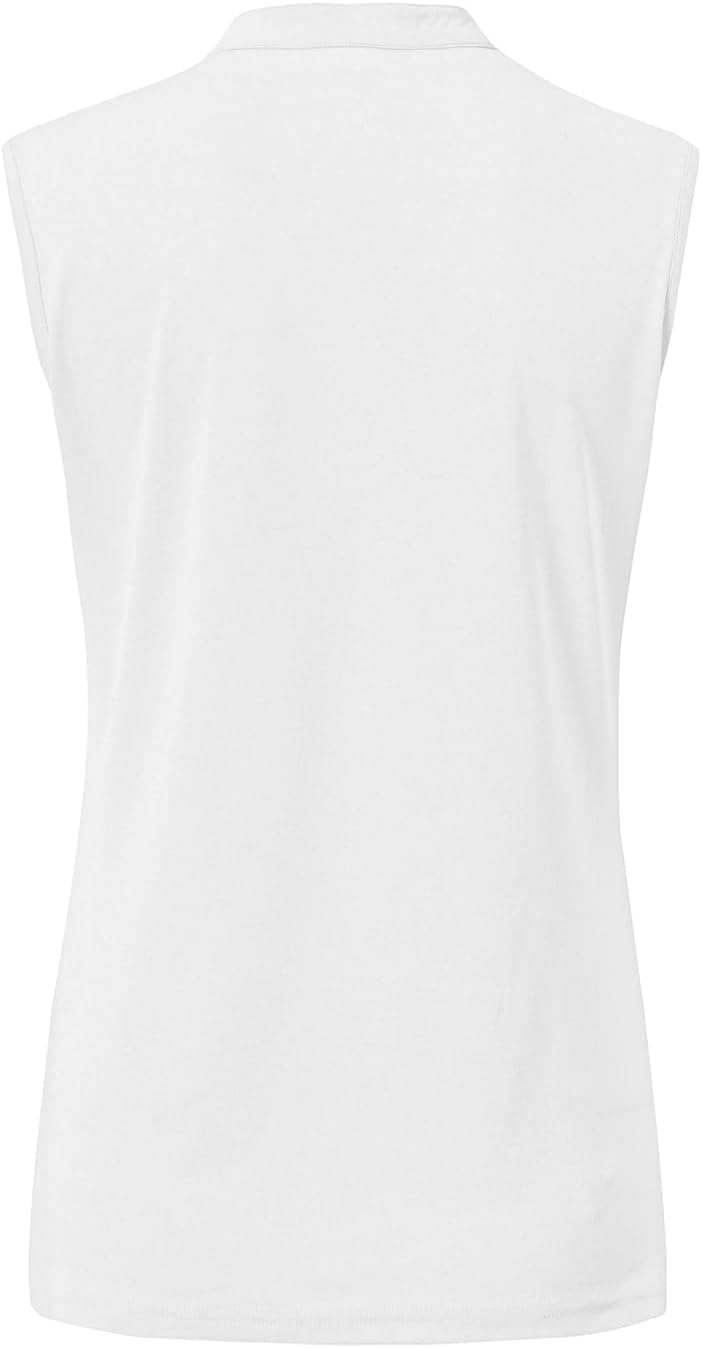 BASUDAM Women's Sleeveless Golf Polo Shirts V-Neck Collarless Tennis Running T-Shirts Quick Dry - Image 3