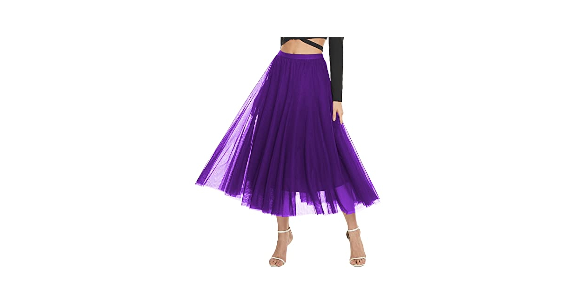 Amazon.com: Dwirapal Sequin Long Tulle Skirt Layered Flowy