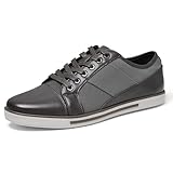 FUNROMAN Men's Fashion Casual Sneakers Breathable Fabric Panel Low-Top Lace-Up Shoes for Everyday Casual and Business Casual Outfits D03 Gray 11
