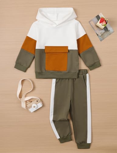 Image of mkodopy Boys Clothes Hoodie Sweatsuits Tops and Pants Boys Fall Winter Outfits Boy Clothing Set