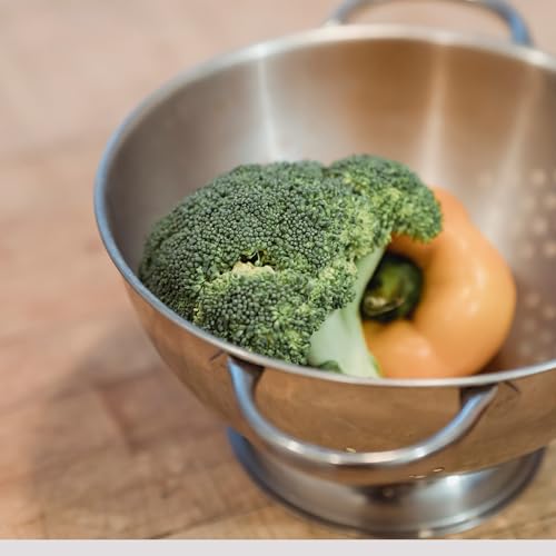 Stainless Steel Colander 20.5cm (8") - Freestanding with Round Base, Wide Twin Round Handles, Dishwasher Safe, Vegetables, Fruits, Kitchen Accessories, Pasta Filter - Image 6