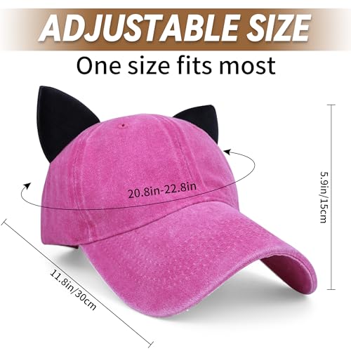 Image of Mens Baseball Cap Funny Trucker Hats for Men Women Cute Cat Ear Beanie Distressed Ponytail Baseball Hat for Women Fashionable Golf Hat Running Hats Red