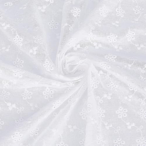 CABODYALS Tela Blanca Transparente de 130cm con Bordado Floral, Estampado Floral, Estilo Francés, Rectangular, Translúcida, de Encaje Suave Vintage. Ideal para Coser, Confeccionar Vestidos, Lencería,