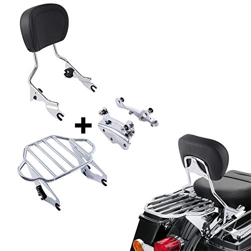 Xfmt Detachable Passenger Backrest Sissy Bar With Two-Up Luggage Rack And 4 Point Docking Hardware Kits Fit For Harley Touring 2009-2013 #TOP29