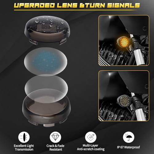 Image of NTHREEAUTO 2 inch Bullet 1157 LED Turn Signal Light, Motorcycle Running Light, Switchback Front Bulbs Compatible with Harley Street Glide, Sportster, Road King