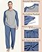 PrinStory Men's Pajama Set Sleepwear Pjs Lightweight Long Sleeve Crewneck Shirts and Bottoms Soft Comfy Sleep Sets Gray Blue US Large