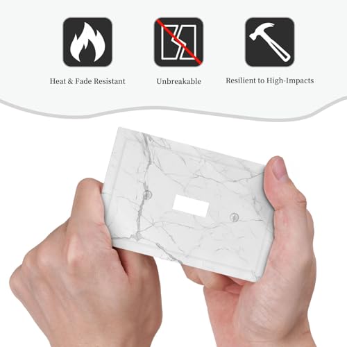 Ihsourgnitnem Decorative Light Switch Cover White Grey Abstract Modern Marble 1 Gang Single Toggle Device Electrical Faceplate Switchplates Decorator Outlet Wall Plate for Bathroom Kitchen Decor by Ihsourgnitnem - Used condition - Image 6