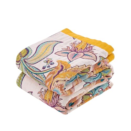 Image of XIBLC Boho Throw Blanket for Bed, 100% Cotton Soft Rustic Quilt Fall Blanket, 50 inchx60 inch Floral Printed Farmhouse Decor Bed Blankets, All Season Rustic Reversible Bohemian Throw Quilt