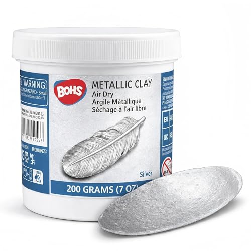 BOHS Silver Metallic Air-Dry Modeling Clay with Glitter Finish 200g