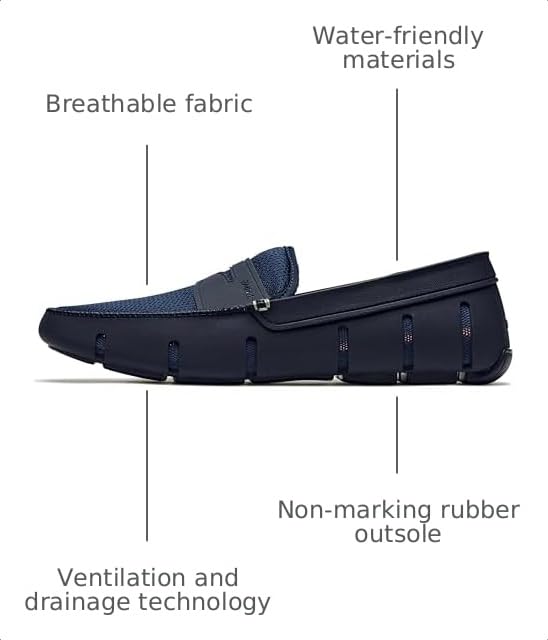 Image of SWIMS Penny Loafer for Men, Rubber Slip-On Casual Shoe, Ventilation and Drainage System, Water-Friendly Flexible Driving Loafer