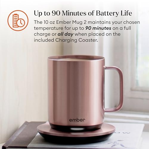 Image of Ember Temperature Control Smart Mug 2, 10 Oz, App-Controlled Heated Coffee Mug with 80 Min Battery Life and Improved Design, Rose Gold