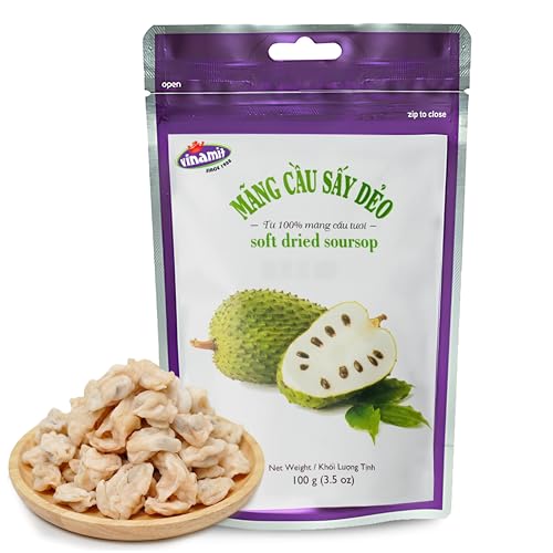 Vinamit Soft Dried Soursop | Soursop Fruit 3.5 oz bag | Natural Tropical Fruit Snack | Vegan, Gluten-Free, Non-GMO | High in Fiber, Ideal for Travel & Clean Eating