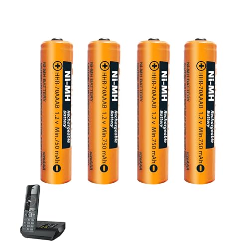 NI-MH AAA 750mAh (1.2 V) Battery for Gigaset Cordless Phones, Rechargeable Batteries AAA for Panosonic - Pack of 4