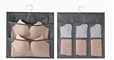 Enlarged Closet Hanging Bra Organizer with Rotating Metal Hanger, Dual Sided Wall Shelf Wardrobe Mesh Pockets Hanging Storage Bag for Bra Socks Underwear Underpants