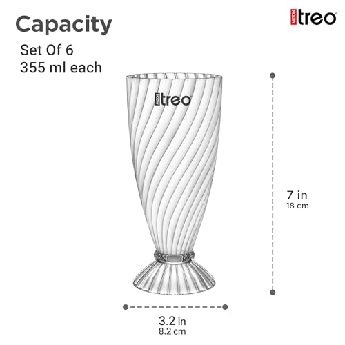 Image of Treo by Milton Swirl Sundae Dessert Bowls | Wide Mouth for Easy Serving | Perfect for Sundaes, Ice Cream & Layered Desserts | Ideal for Cafes, Parties & Home | Set of 6, 355 ml Each