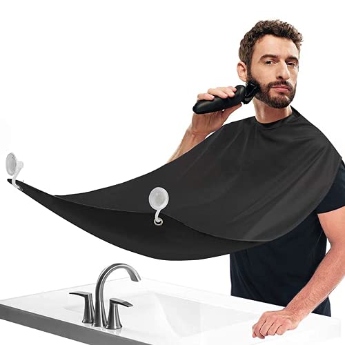 Beard Bib Beard Apron ,Waterproof Beard Apron Cape Grooming Set For Trimming,With 4 Suction Cups Best Gift For Boyfriend/ Husband/Fathers Day/Anniversary/Christmas Stocking Stuffers-Black (Black) #TOP7