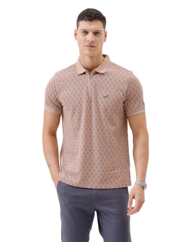 Image of CROCODILE Men's All Over Print Cotton Casual Wear T-Shirt | Collar | Half Sleeve | Comfort Fit | Pull On | Regular