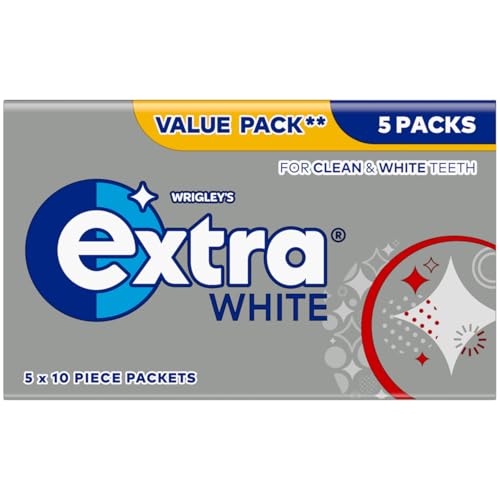 Extra White Chewing Gum, Sugar Free, 1 pack of 5