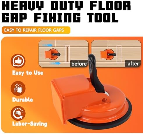 Heavy Duty Floor Gap Fixer Tool, Plank Grabber with Suction Cup(D: 4.84 Inch), Flooring Gap Repair Tool for Wood, Tile, Vinyl, Laminate Flooring Tools, Flooring for Widths 5 Inches and Above - 1