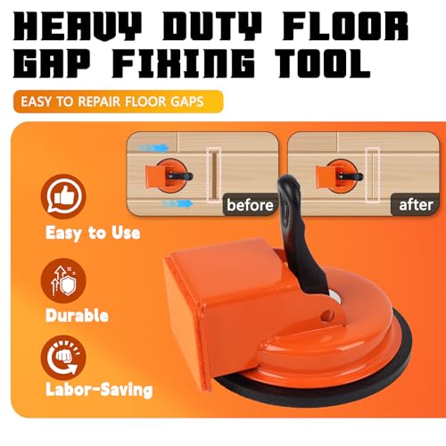 Heavy Duty Floor Gap Fixer Tool, Plank Grabber with Suction Cup(D: 4.84 Inch), Flooring Gap Repair Tool for Wood, Tile, Vinyl, Laminate Flooring Tools, Flooring for Widths 5 Inches and Above