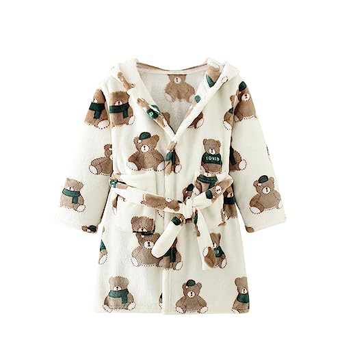 Tollion Toddlers Kids Hooded Robe Boys Girls Soft Flannel Bathrobes Pajamas Plush Robe(Bears,4T) #TOP24