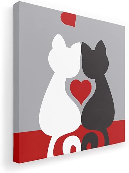 Amazon アートパネル 絵 絵画 飾り Igsticker 455mmx455mm スクエア 正方形 フォト 壁掛け 木枠 インテリア おしゃれ ラブリー 猫 ハート イラスト Igsticker 家電 カメラ