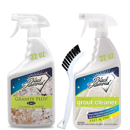 Granite Plus (Cleaner & Sealer) Deep Cleans & Seals All Natural Stone Countertops + Ultimate Grout...