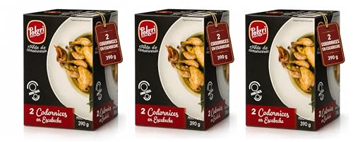 POLGRI Codornices en Escabeche 3 latas Conserva Gourmet Carne de Caza 2 Codornices Lata 390 gr Aperitivo Premium Receta Manchega Lista para Servir Tapa Gourmet Artesana