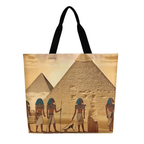 Ancient Egyptians Large Grocery Tote Bag Women Fashion Handbag Duty Reusable Shoulder Bag for Travel Vacation Shopping Beach Bags3