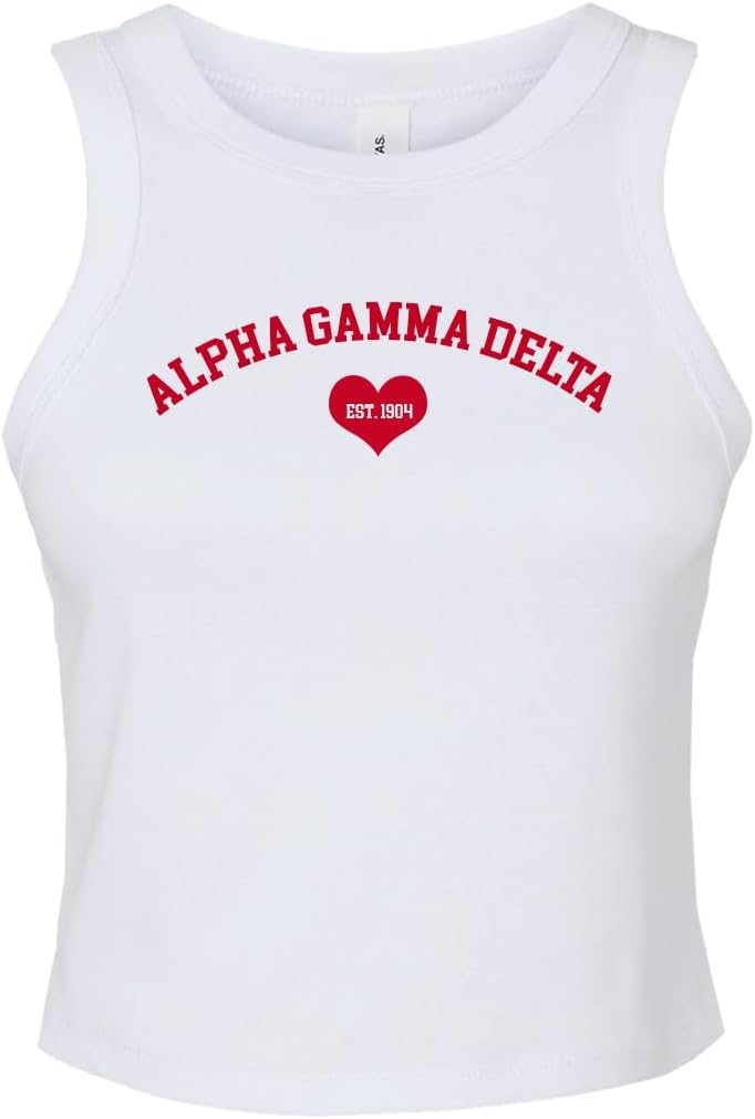 Alpha Gamma Delta Cropped Tank with AGD 1904 Heart Logo