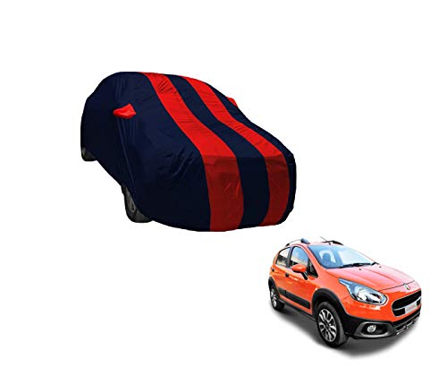 Image of Auto Hub Car Cover Compatible with Fiat Avventura with Weather Proof, Mirror Pocket, Triple Stitched, Fiat Avventura Car Cover- Navy-Red