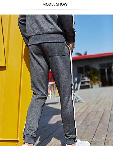 Men's Outdoor 2 Piece Jacket Pants Track Suit Sport Sweat Suit Set, Dark Gray-M #TOP3