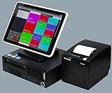 10" Kassensystem für Einzelhandel und Schnellgastronomie (Zeitungs-Kiosk, Tabak-Laden, Kosmetikstudio usw.) mit Touchscreen, Bondrucker und BlitzKasse Kassensoftware, Kiosk-Kasse Laden-Kasse