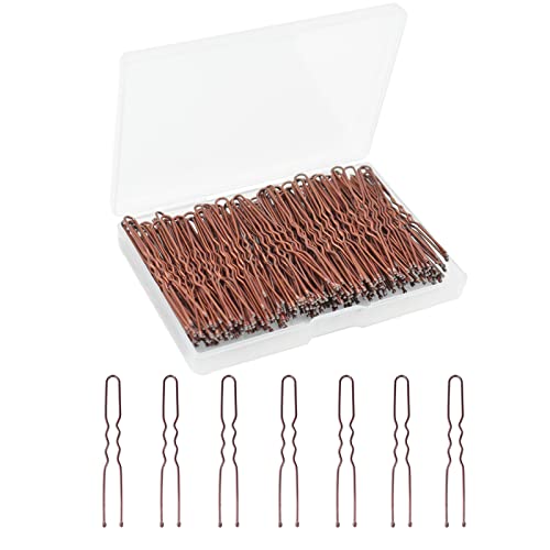 U Shaped Hair Pins，200Pcs 6Cm Bun Hair Pins With Storage Box By Peouwnes, Brown #TOP11