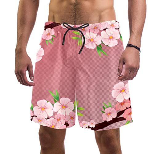 Maillots de Bain Hommes Fleurs de pêcher JDEZ - Short de Plage Léger