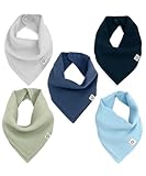 Kishu Baby Indi Organic Baby Bandana Bibs – Fairtrade 4-Way Reversible Drool Bibs for Boys & Girls – Unisex (Set of 5) (Pacifica)