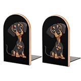Middle Finger Gesture Dachshund Wooden Book Ends 1 Pair Bookend for Shelves Books Holder Funny Printed