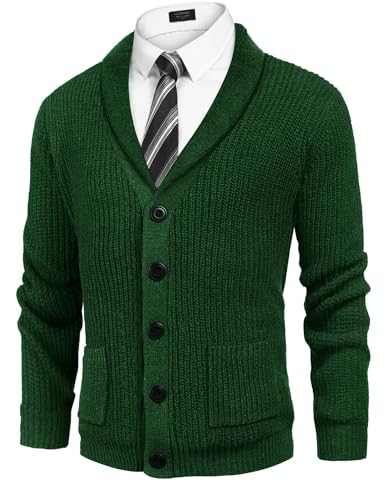 COOFANDY Men's Shawl Collar Cardigan Sweater Slim...